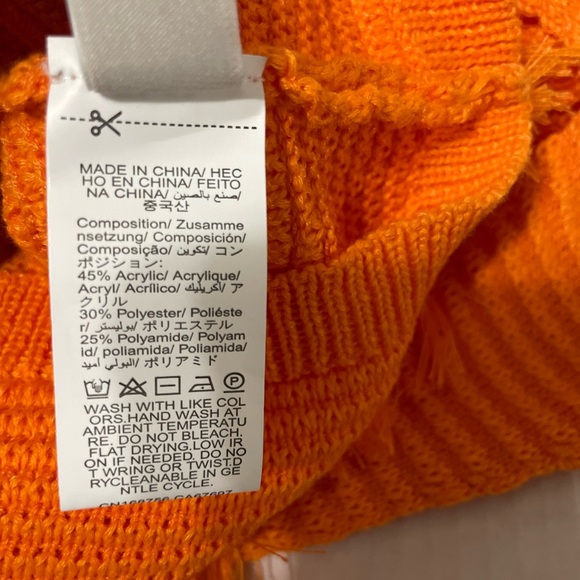 MUSERA Tassel Hem Crochet Knit Mini Sweater Dress in orange size XS - Picture 11 of 15